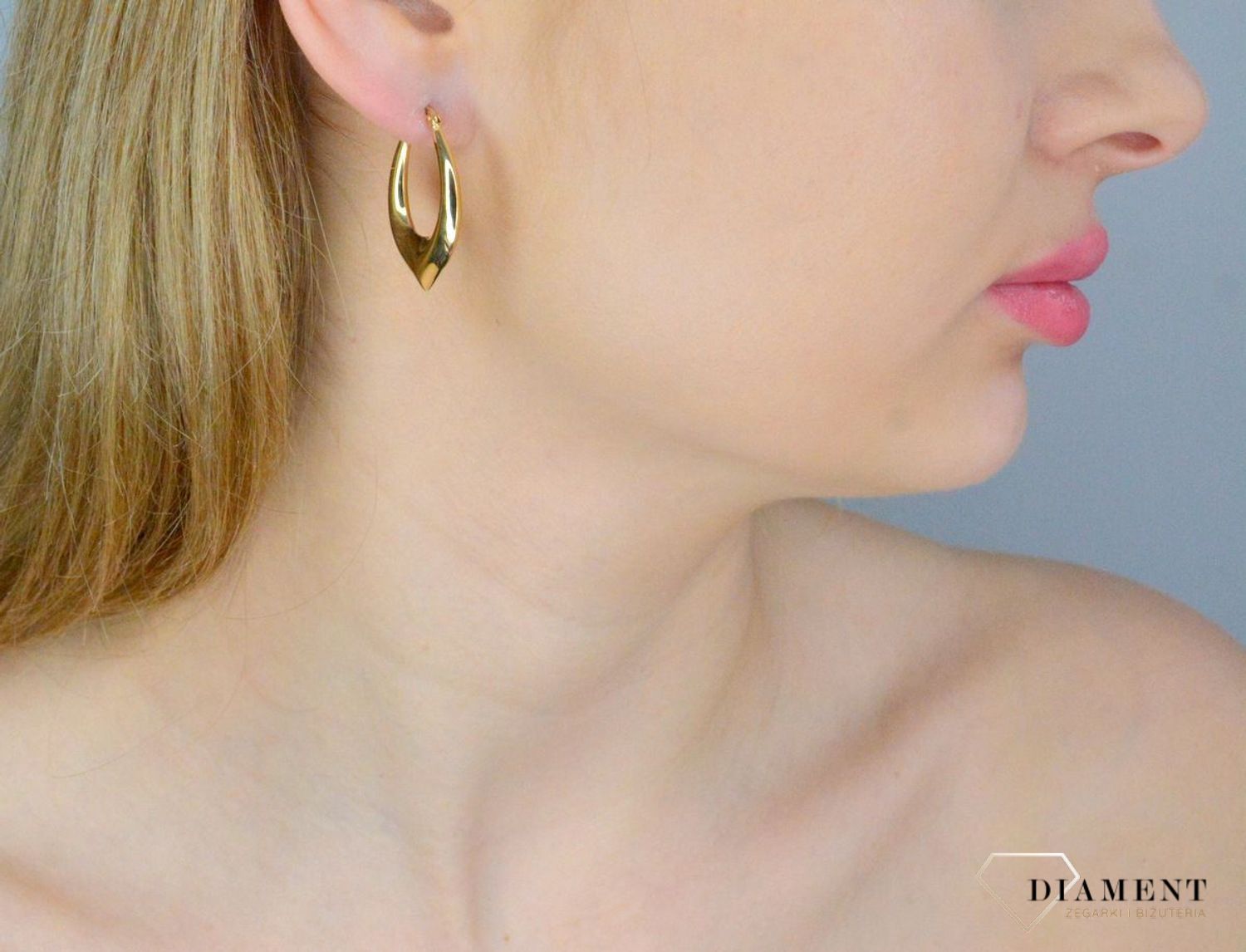 Złote kolczyki damskie 585 o nieregularnym kształcie KL 11128.jpg